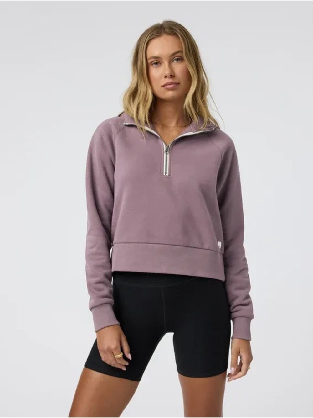 Vuori Restore Half Zip Cropped Hoodie Elderberry Womens Size M